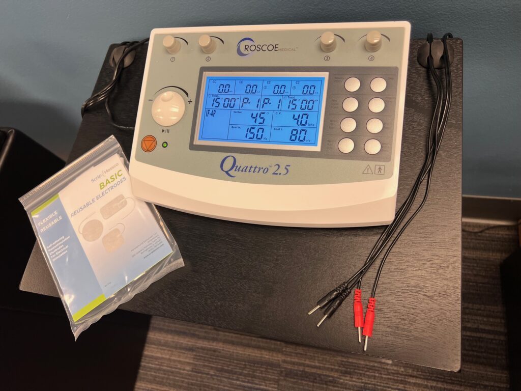 Electrical Muscle Stimulation TENS unit Back On Track Chiropractic + Acupuncture Overland Park, Kansas 66210